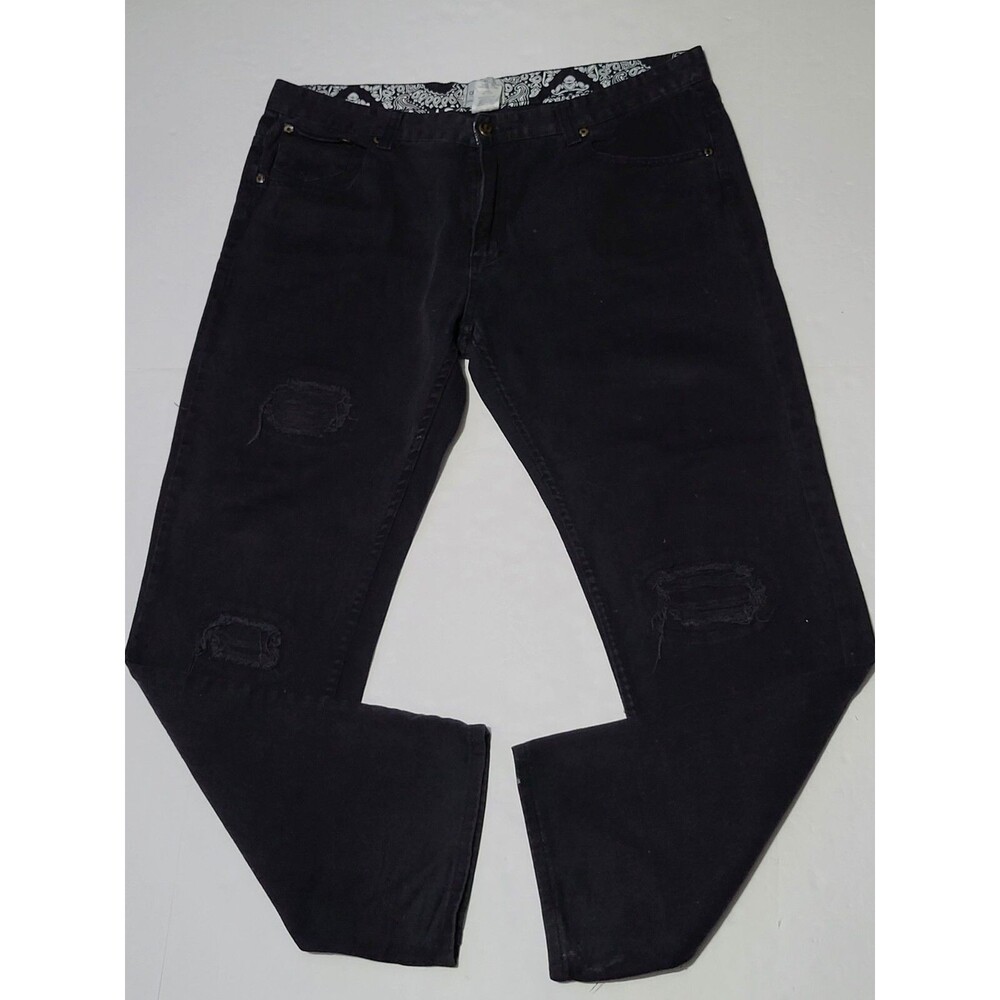Akademiks Mens 40X34 Black Straight Leg 5 Pocket Stretch Denim Jeans